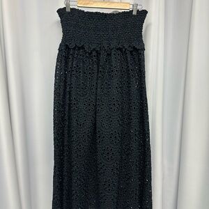 Hill House Home Delphine nap skirt XL Black scallop lace Maxi nwot